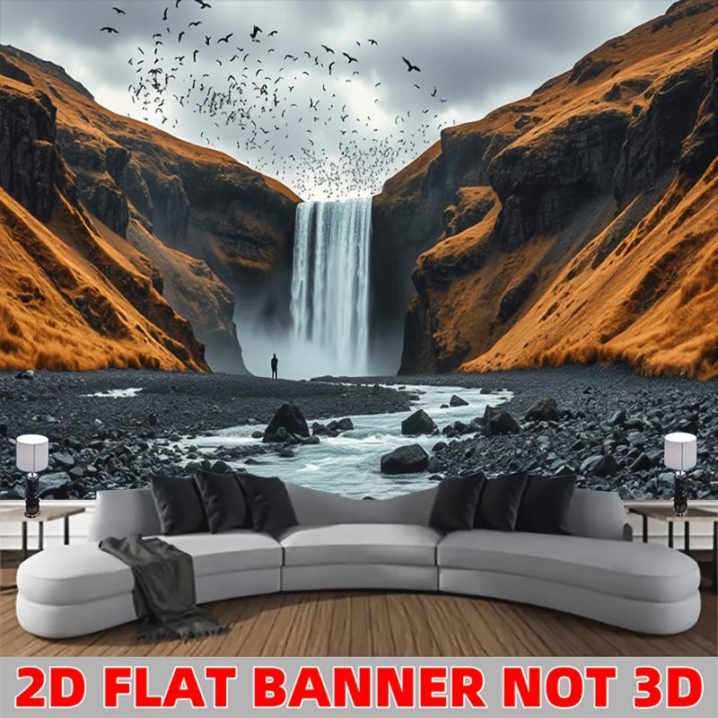Waterfall Mountain Landscape Wall Tapestry Nature Scene Art 2D Flat Print Living Room Decor Nordic Style Wall Hanging Home