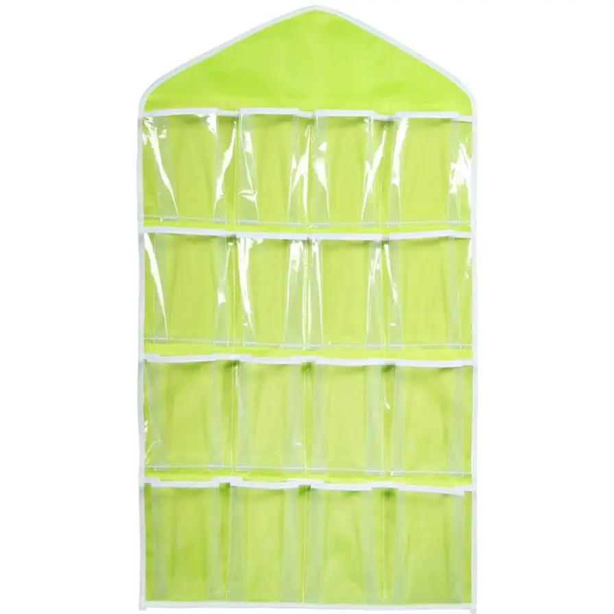 Hot 16Pockets WardrobePockets Clear Hanging Bag Socks Bra Underwear Stationery Rack Hanger Storage Saving Space Tidy Organizer