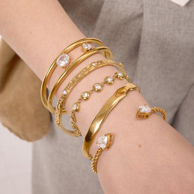 Titanium Steel Zircon Bracelet Does Not Fade, Jewelry Light Luxury Bracelet 18k Gold Stainless Steel