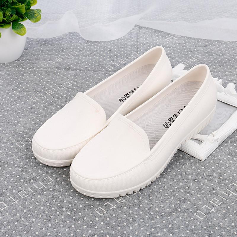Nurse Women Slipon Flat Shoes With Pvc Waterproof Nonslip For Hospital Work