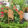 Easter Bunny Garden Stakes Metal Rabbit Yard Signs with Stakes Bunny Silhouette Signs for Outdoor Patio Walkway Lawn Decoration