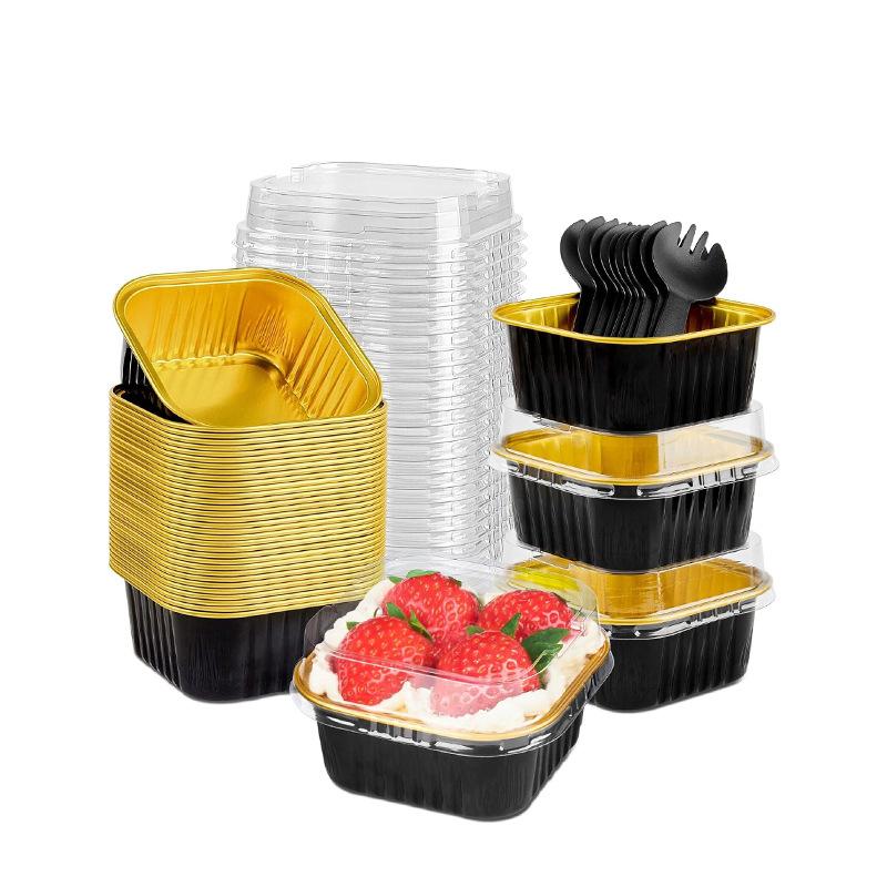 Foil Cupcake Liners Heat Resistant Aluminum Cake Cups With Lid Round Baking Cups With Lids Kitchen Wedding Birthday Party Supply