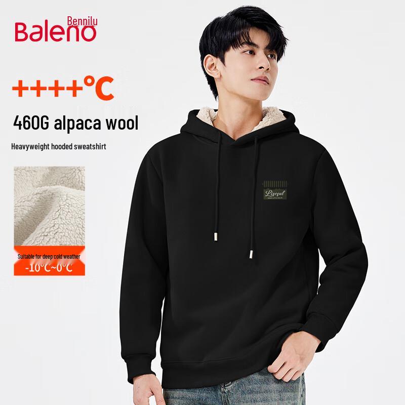 Baleno Men's Alpaca Fleece Lined Hooded Sweatshirt