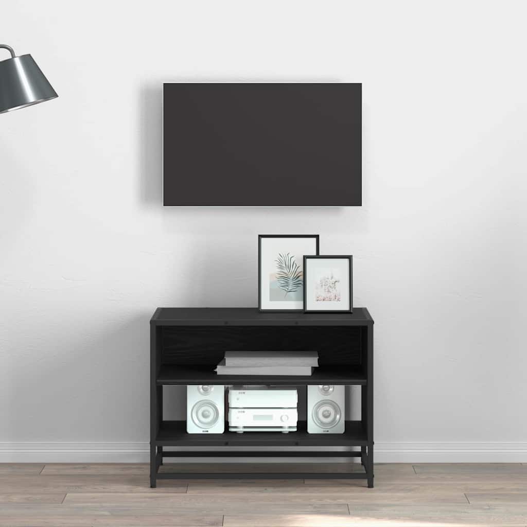 TV Unit Black with Oak Effect 61 x 40 x 46 cm Engineered Wood