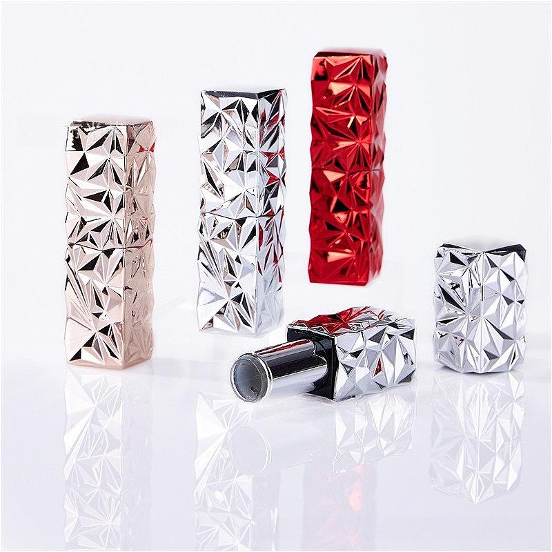 3.5ml Magnetic Square Lipstick Tube, Diamond Faceted Matte Finish, Empty Refillable Lip Balm Case