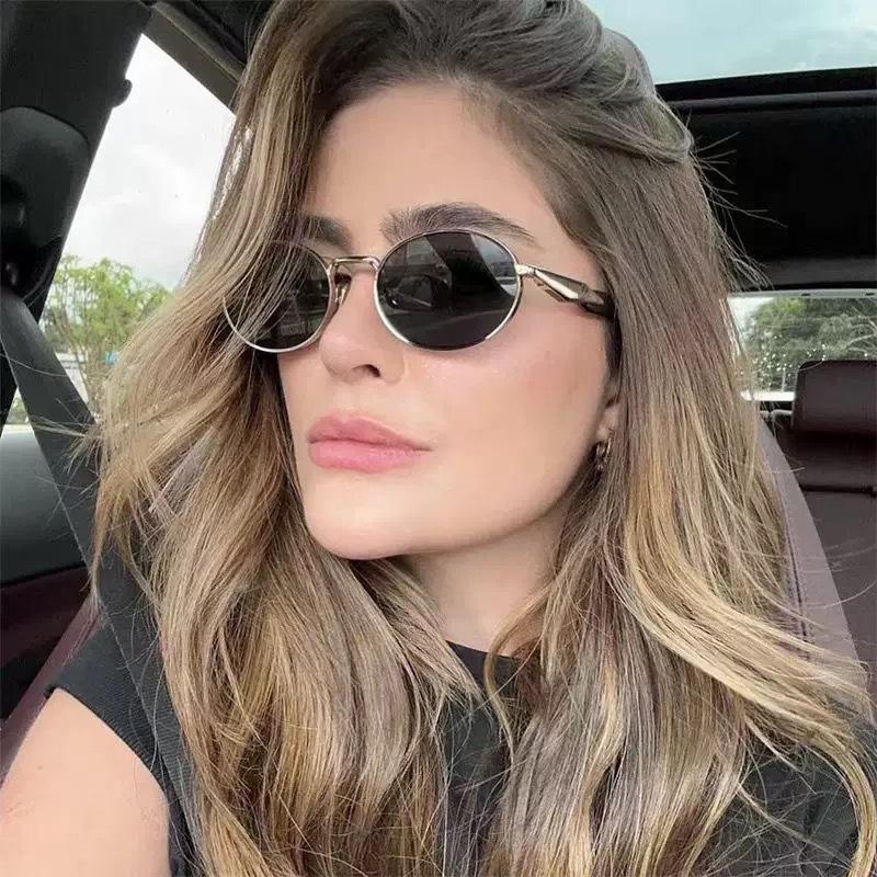 Fashion and High-end Oval Metal Frame Myopia Glasses Retro and Versatile Light Luxury Sunglasses for Men and Women's Travel