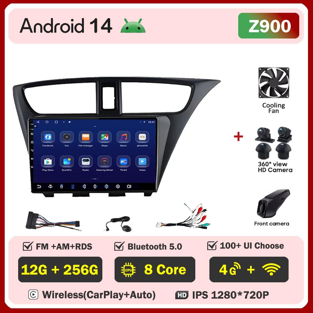 For Honda Civic 9 FK FB 2012 - 2017 Car Radio Player Car Carplay Screen Autoradio Mirr 4G or Link Car Intelligent Systems 8 Core