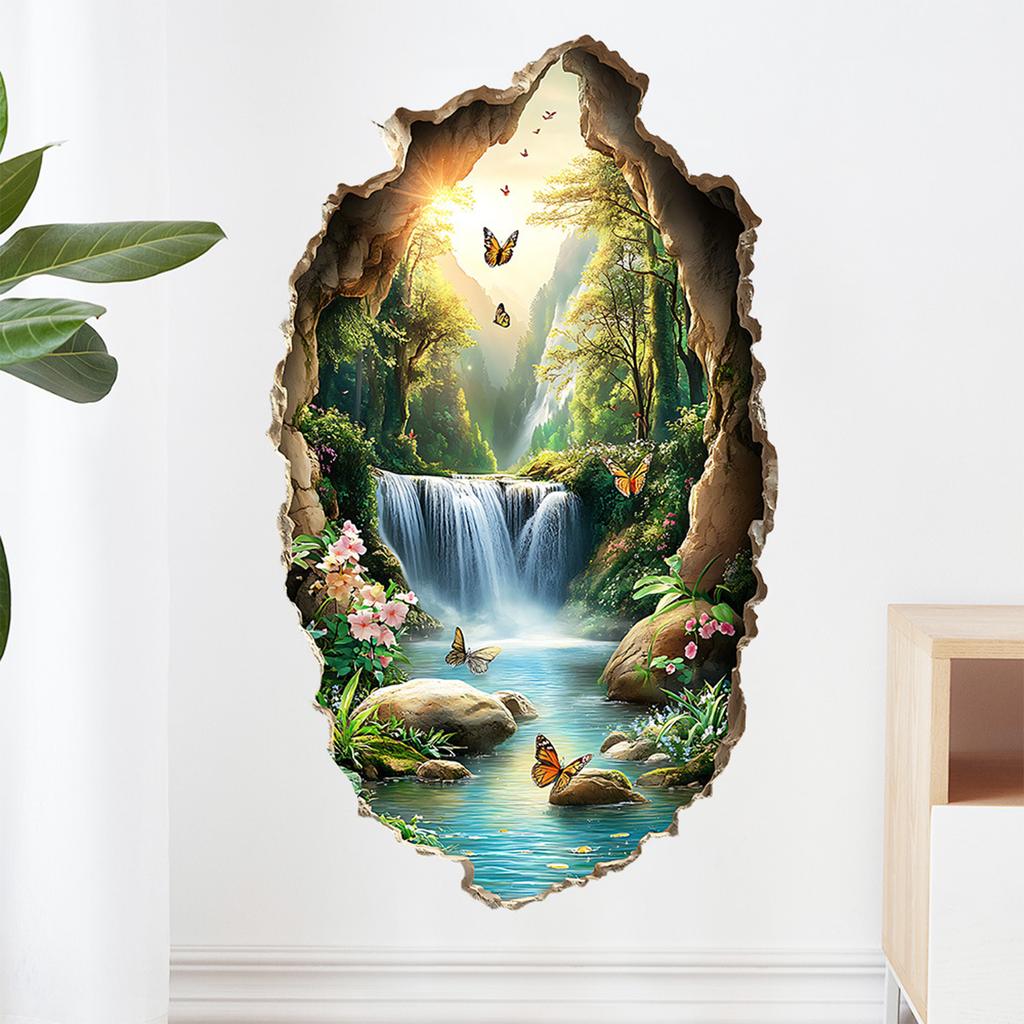 Broken Wall Underwater World Bathroom Sanitary Wall Stickers