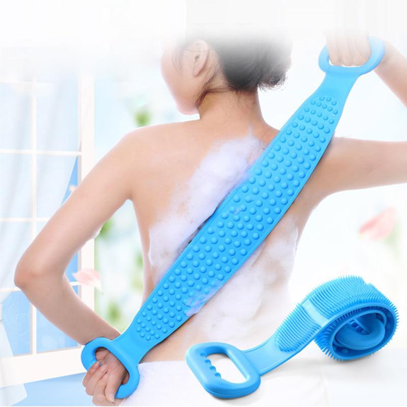 commodity Silicone Brushes Bath Towels Rubbing Back Mud Peeling Body Massage Shower Extended Scrubber Skin Clean Shower Brushes
