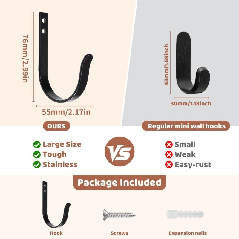 12Pcs Coat Hook Wall Mounted Towel Hanger Screw In Metal Hanger Simple Wall Hook Coat Hanger Hardware Enduring