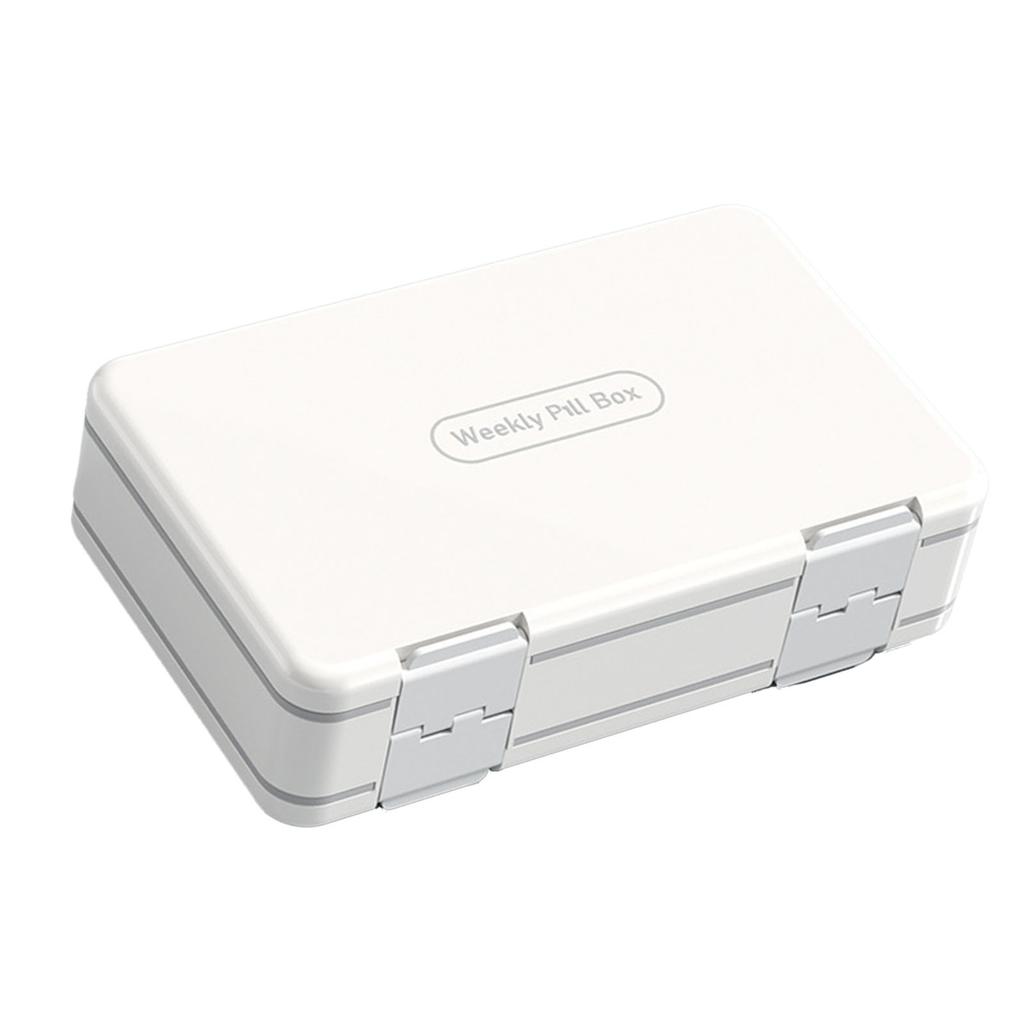 Weekly Medicine Organizer Plastic Large Capacity Portable 7 Day Medicine Case for Home Travel White