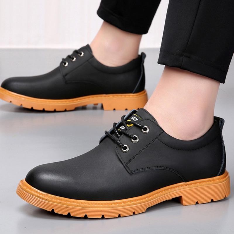Fashion Leather Shoes Men's Low-top Work Outdoor Vintage Casual British Men Shoes Sapatos Masculinos Chaussure Homme Zapatos Para Hombre