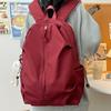 Schoolbag Women's Solid Color Backpack For Middle School Students