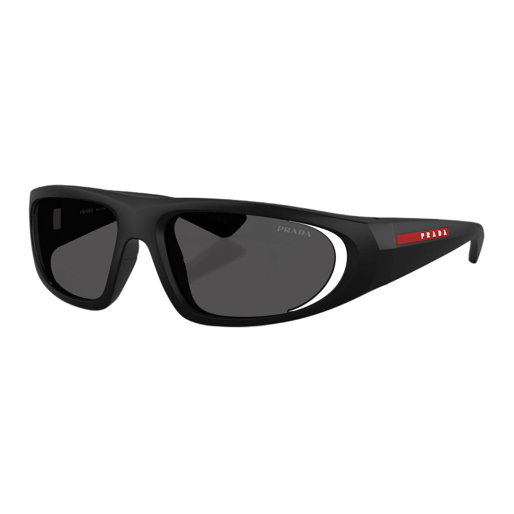 Prada Logo Design Nylon Irregular Shape Sunglasses Men Sunglasses Black PSB03S1BO06F