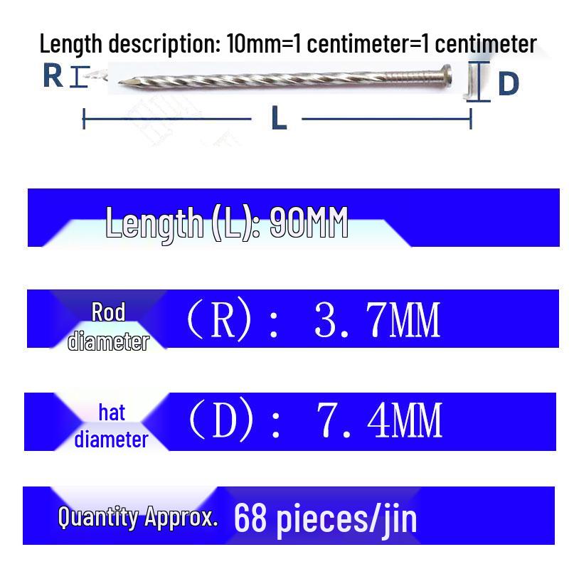 304/201 Stainless Steel Rust-Proof Twist Threaded Roofing Nails for Wood & Keel Boards, 12345 Inch