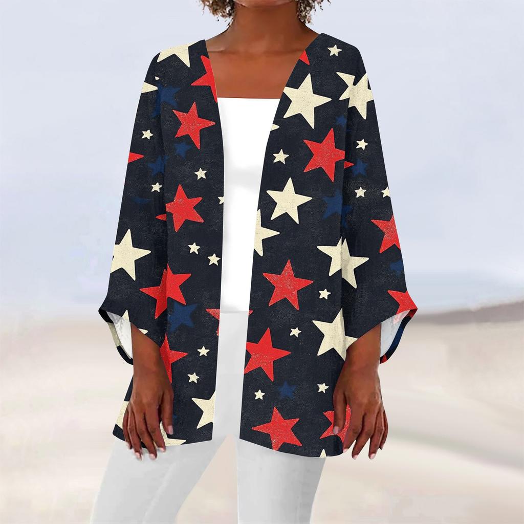 Women's Casual Fashion Printed Lightweight Mid-length Jacket Cardigan