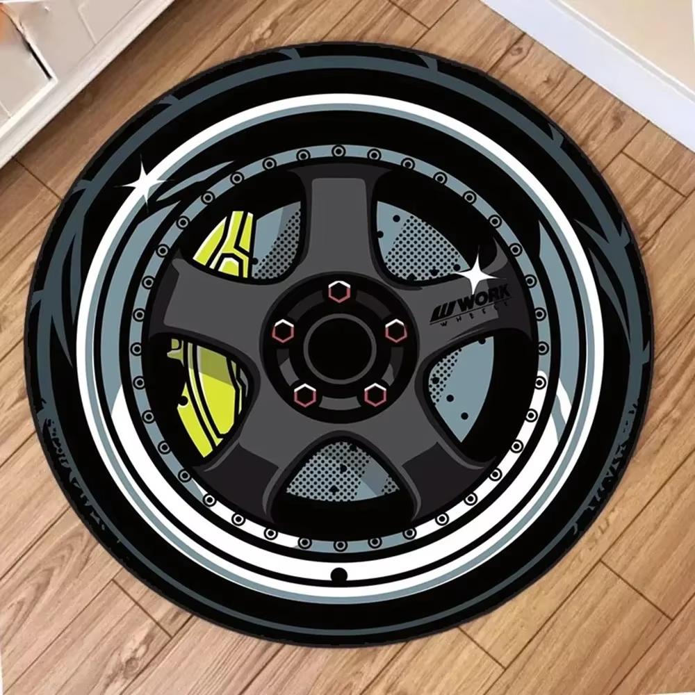 Auto Teppiche Reifenform Runde Matten Jungen Schlafzimmer Teppich Auto Nabe Wohnzimmer Anti-Rutsch Couchtisch Bodenmatte Tapetes De Automóvil