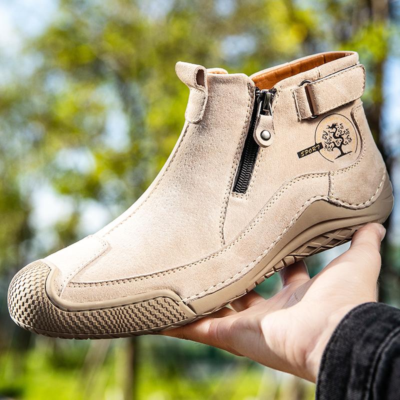 Handmade Split Leather Boots Men Shoes Comfortable Ankle Boots For Men Casual Shoes Large Size Tooling Shoes