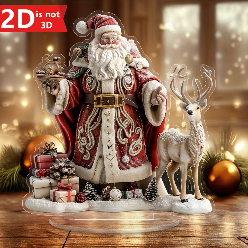 2D Bohemian Ice & Snow Santa Tabletop Decor. Creates a Rich Christmas Atmosphere for Desktop & Office.