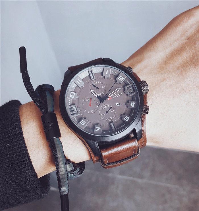 Men's Large Dial Quartz Watch with Date