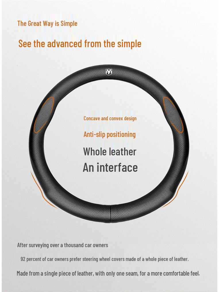 Genuine Leather Steering Wheel Cover for Dodge: Journey, Caliber, Avenger, Ram, Sebring, Challenger
