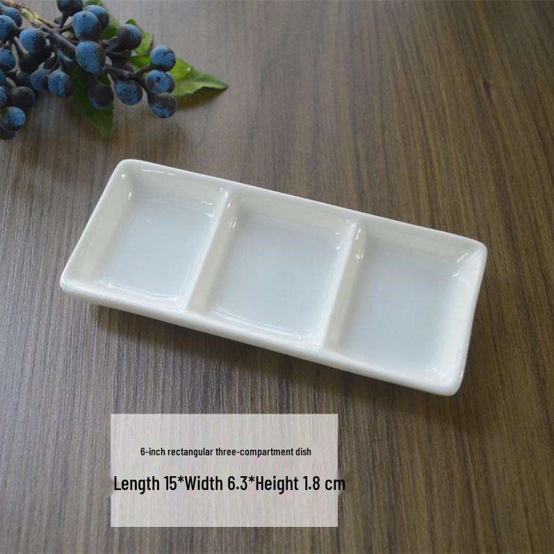 Multi-Compartment Ceramic Seasoning and Dipping Dishes for Soy Sauce, Vinegar, and Mustard