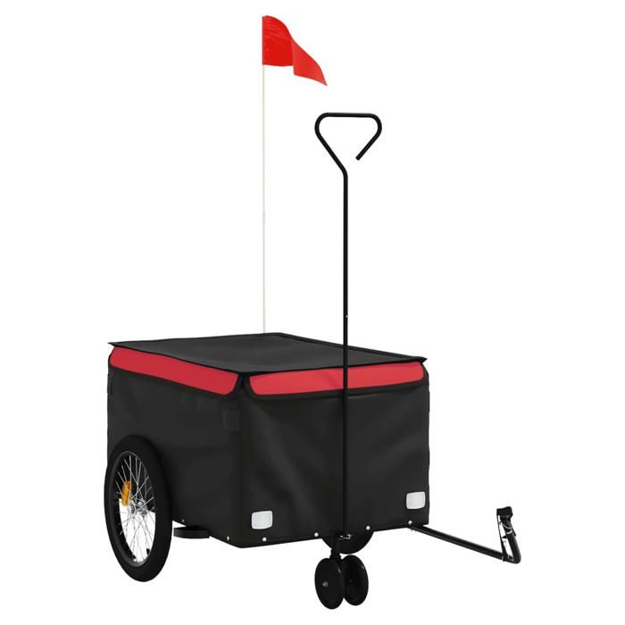 VidaXL Remorque de vélo noir et rouge 30 kg fer 94097