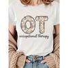 Women's Casual Short Sleeve Crew Neck T-Shirt - Geometric Floral Letter Print, Relaxed Fit, Machine Washable, All-Season Comfort Top for Casual Attire
