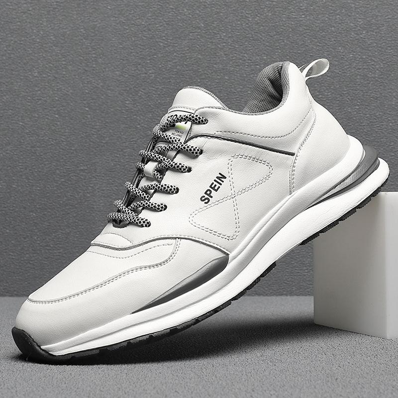 

Модные повседневные кроссовки из коровьей кожи для мужчин, модные повседневные туфли на платформе с мягкой подошвой, дизайнерские белые спортивные туфли для мужчин 38