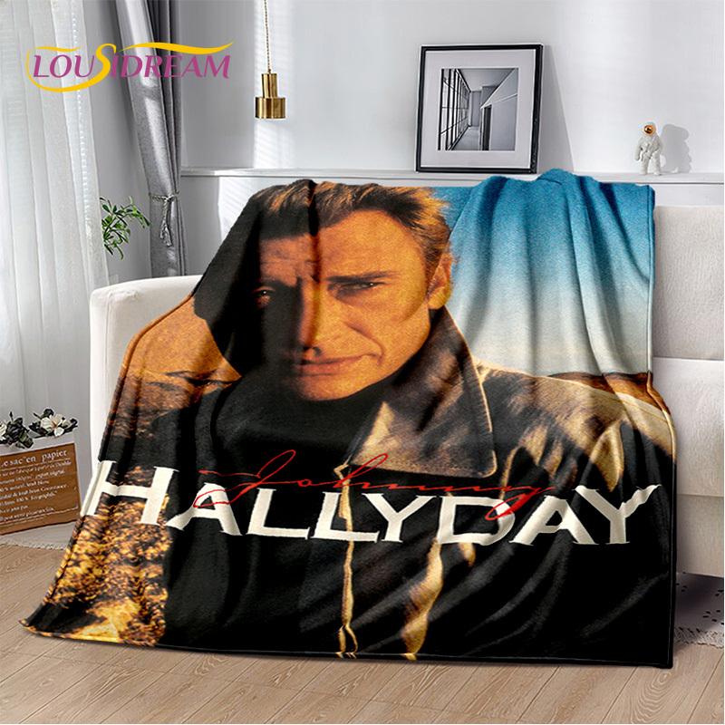 3D Printing Johnny Hallyday Rock Star Soft Flannel Blankets,Throw Blanket Comfortable Blanket for Picnic Beds Home Bedroom Cover