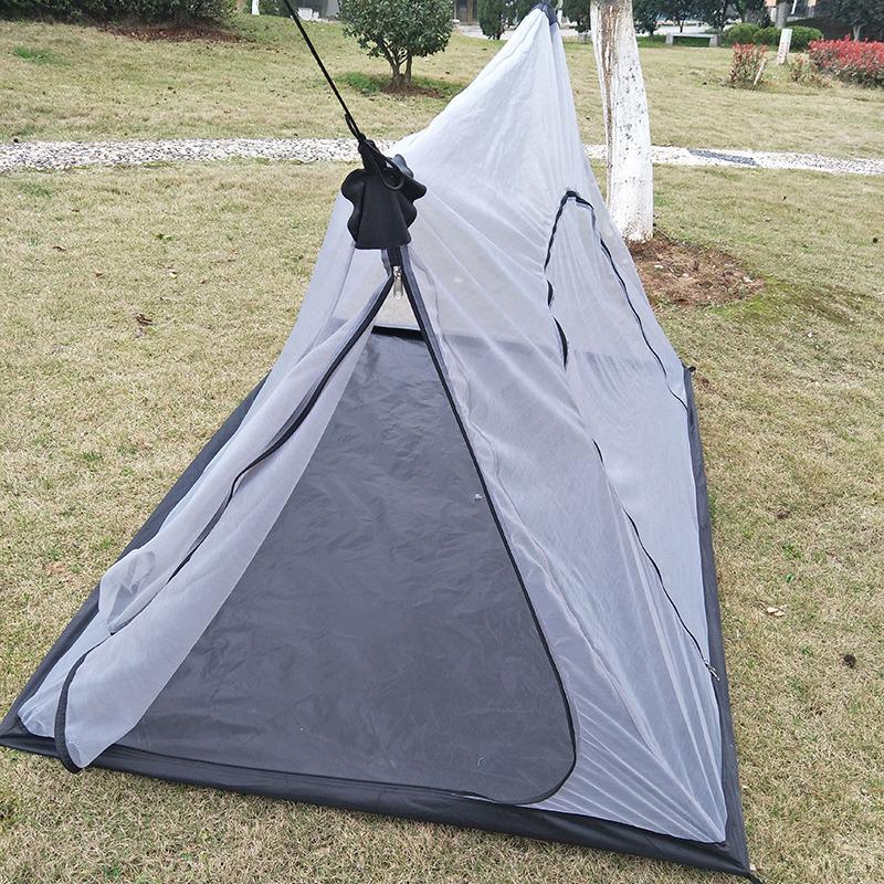 Four-Season A-Frame Camping Tent with Mosquito Net, Bottom Zipper Door, and Portable Insect Protection for Outdoor Use