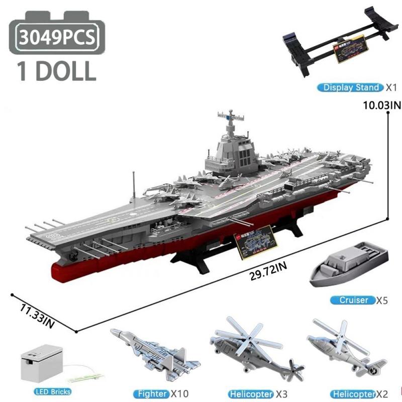 

Fujian Aircraft Carrier Ship Building Blocks Military Battleship Ship Boat Brick Model Warship Toys For Children Gift MOC