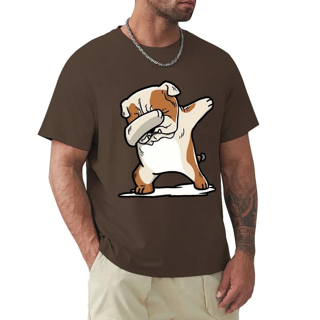 English Bulldog Cute Dabbing T Shirts Cartoon Graphic TShirts Cool Short Sleeve Clothing Streetwear T-Shirts Tee Tops