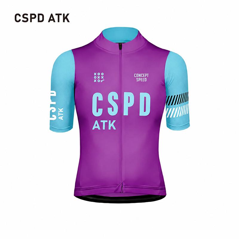 CSPD ATK Men's Summer Cycling Clothes MTB Bicycle Sports Shirt Set Polyester Fiber Cycling Top Sponge Cushion Cycling Paddle