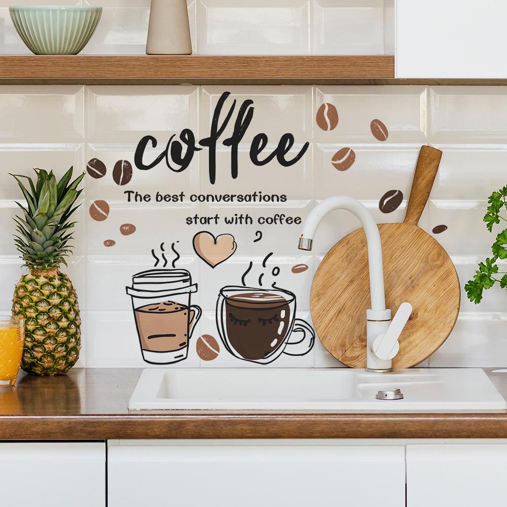 Simple and Straightforward Coffee and English Slogan Restaurant Home Wall Decoration Stickers