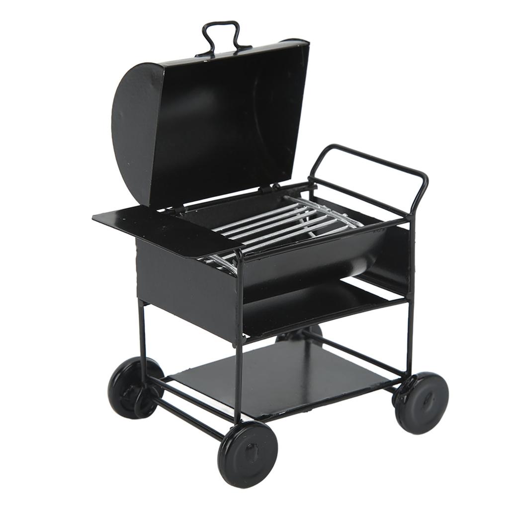 1/12 Dollhouse Miniature BBQ Grill Mini BBQ Grill Oven Model RC Car Decoration BBQ Cart Model