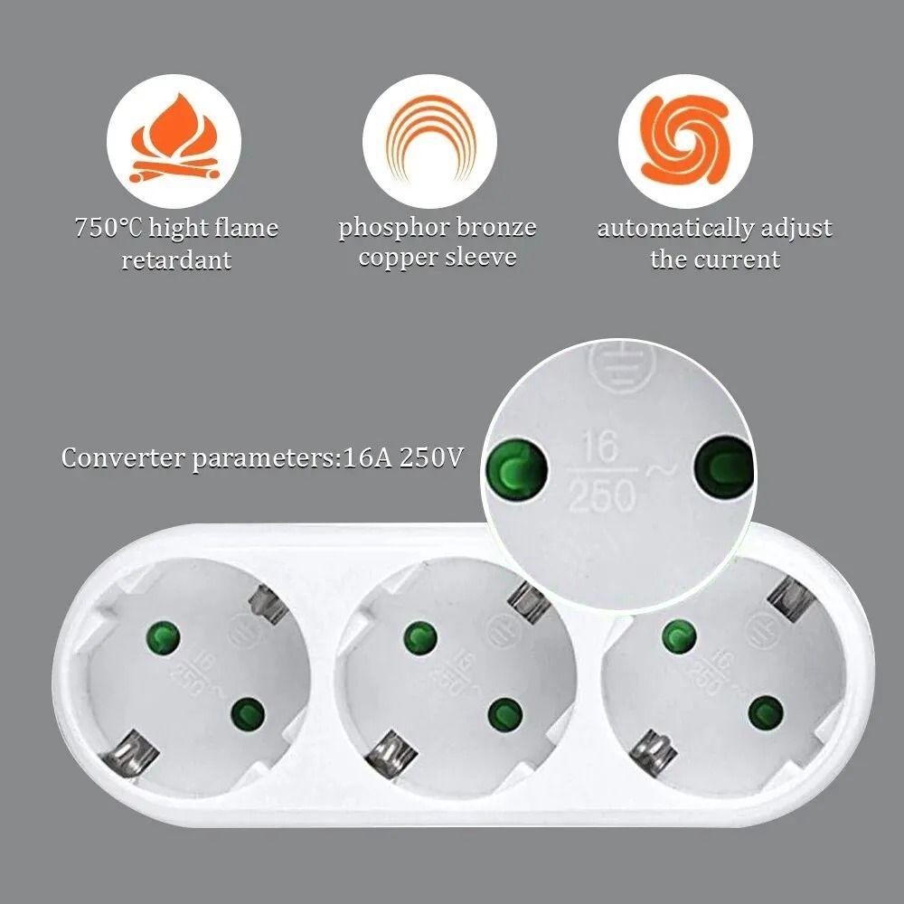 Safety Door Adapter Converter 16 A 250 V AC EU Power Plug Outlet Conversion Socket  Travel Use