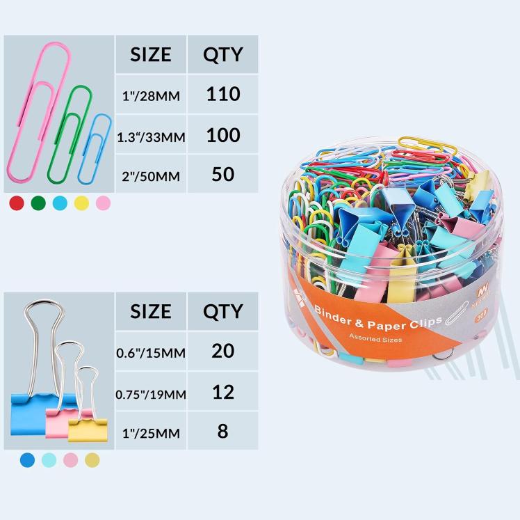 300 multi-specification color paper clip long tail clip set office supplies