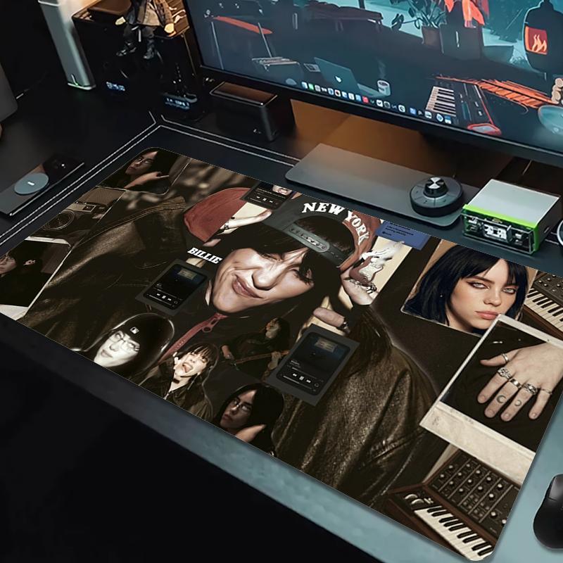 Коврик для мыши Billie Eilish Большой Игровой Стол Подушка Нескользящий Ноутбук Планшет Большой Коврик для Мыши XXL Коврик Мини ПК Игровой Коврик С Заблокированным краем_XIA 30cmx60cm(11.8x23.6inch) gray