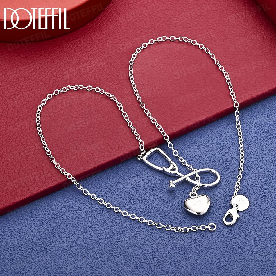 925 Sterling Silver O Shape Heart Necklace Wedding Jewelry