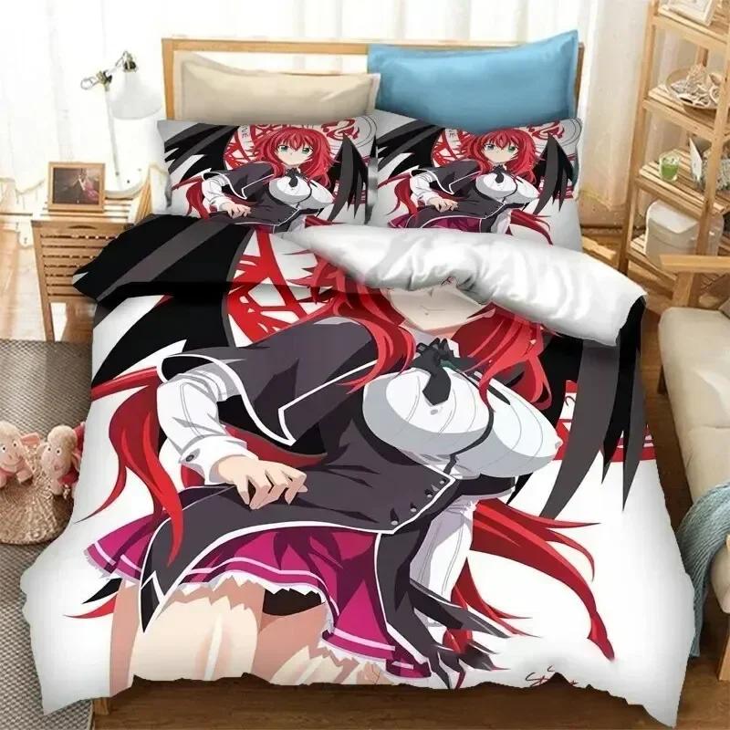 Anime High School DxD Bedding Set Duvet Cover Sheet Printed Bed Set Pillowcase Bed Full Queen King Size Comforter Bedroom