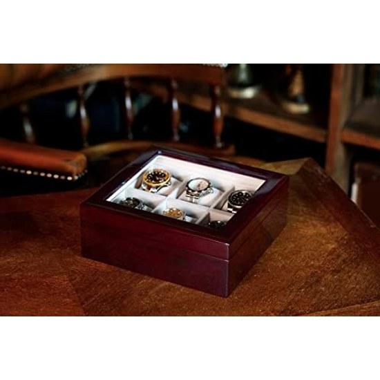 IGIMI Watch Box Wristwatch Storage 6 Watches Wooden Window Brown Wood Grain Senari Labor Thanksgiving