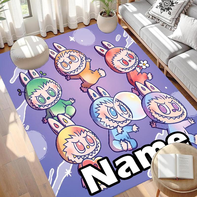 Custom Name Personalized Labubu Print Carpet, Versatile Home Decor Rug, for Playroom, Apartment, Balcony, Entryway, Hallway Gift