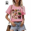 Floral Print Casual T-shirt 100% Polyester Short Sleeve round Neck Women's Graphic Top Aesthetic Summer Fashion