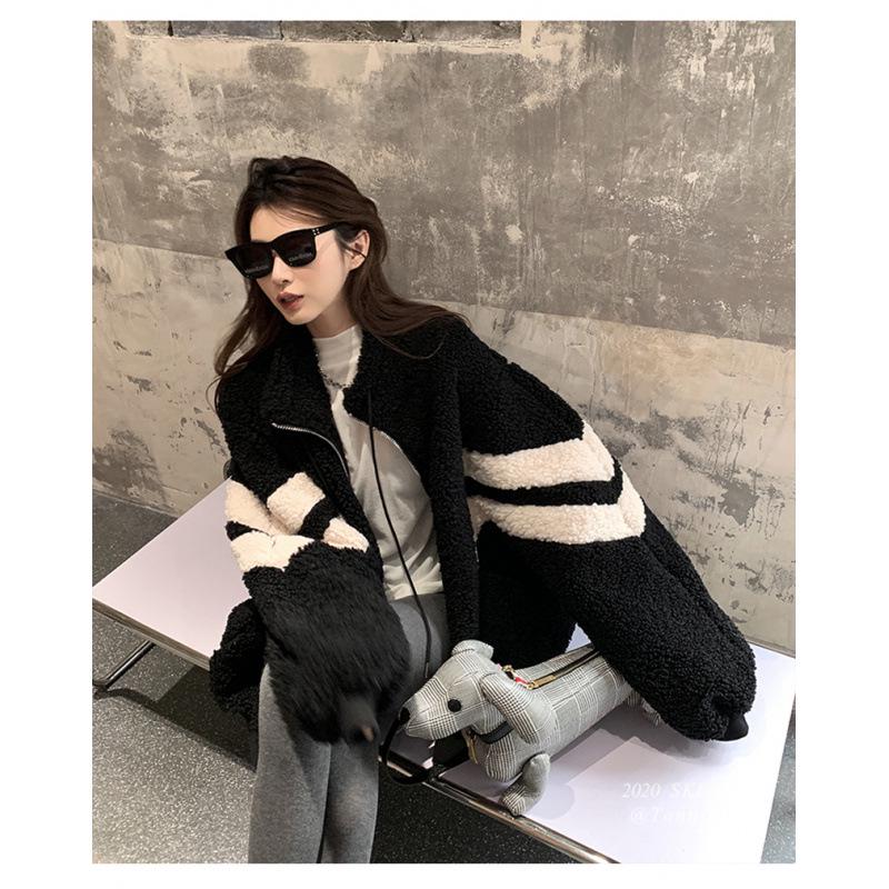 Plus Size Women's Lambswool Plush Zipper Hoodie Jacket - Thick, Warm, Stand Collar for Autumn/Winter