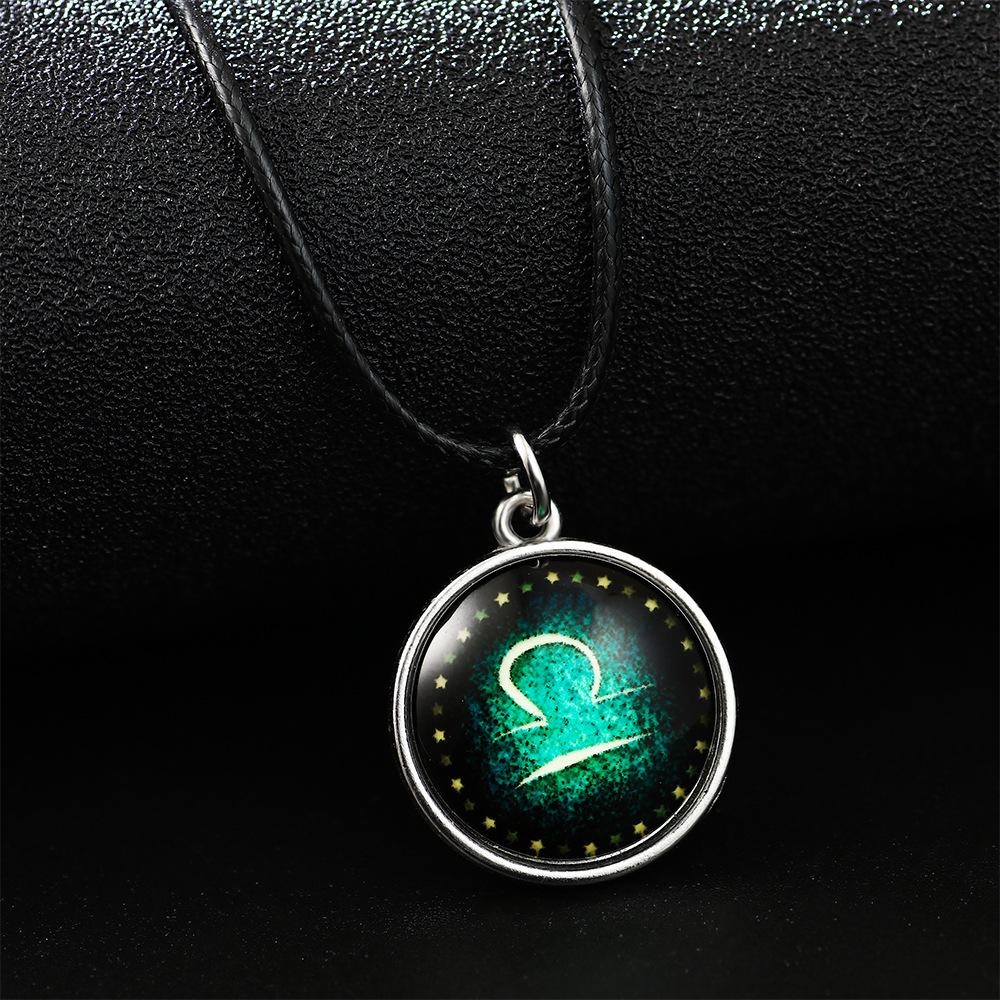 Twelve Constellations Luminous Glass Pendant Necklace - Personalized Fluorescent Student Jewelry