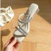 Fashion Open Toe Lace-up Sandals, Women 2025 Summer New Flat Soft Soled Student Evening Square Head Roman Shoes,Slippers