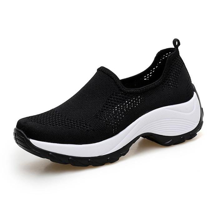 Large size single mesh shoes breathable fly knitting hollow sports shoes medium shoes