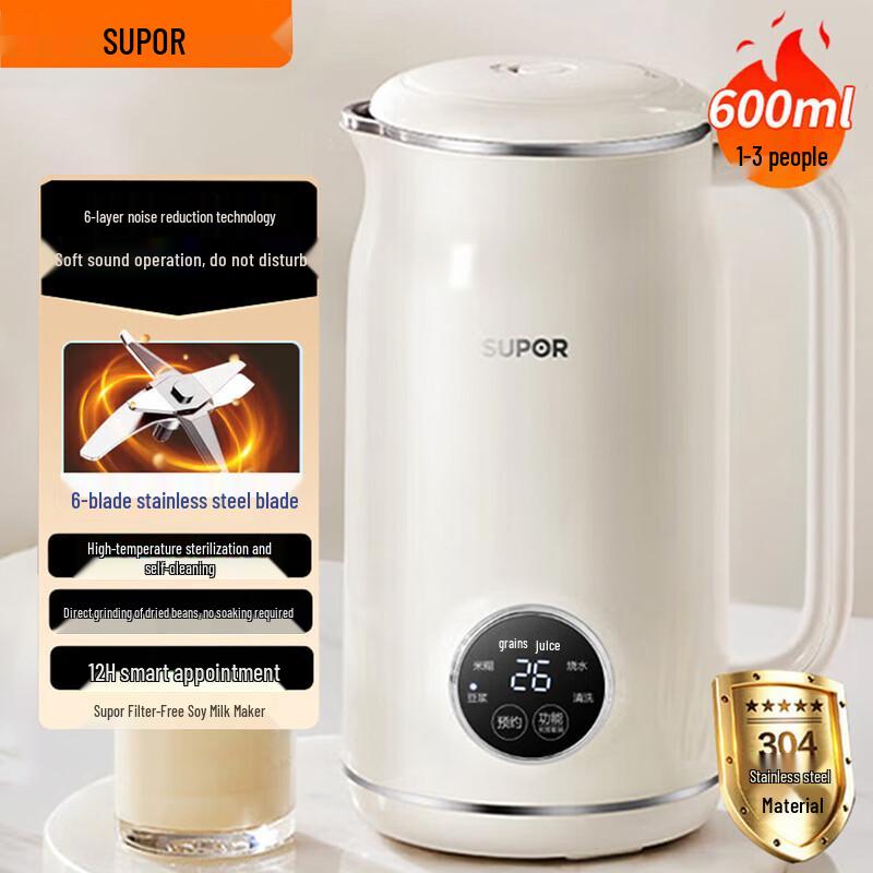 SUPOR Automatic Noise-Reduction Soy Milk Maker & Blender