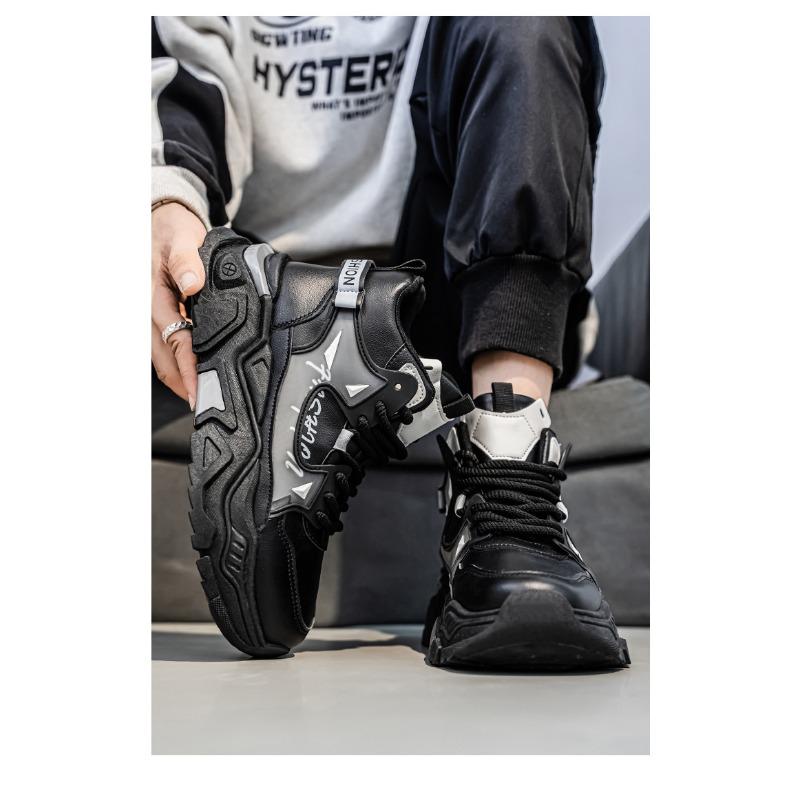 High-top Men's Youth Martin Boots, Sports Casual White Height-increasing Dad-style Versatile Trendy Shoes.
